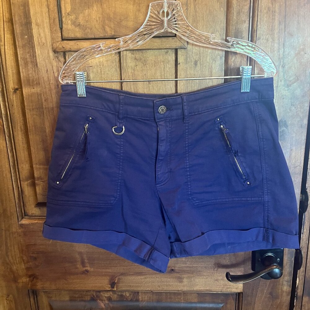 White House Black Market WHBM Mid-Rise Pret-a-Play Purple Shorts 8